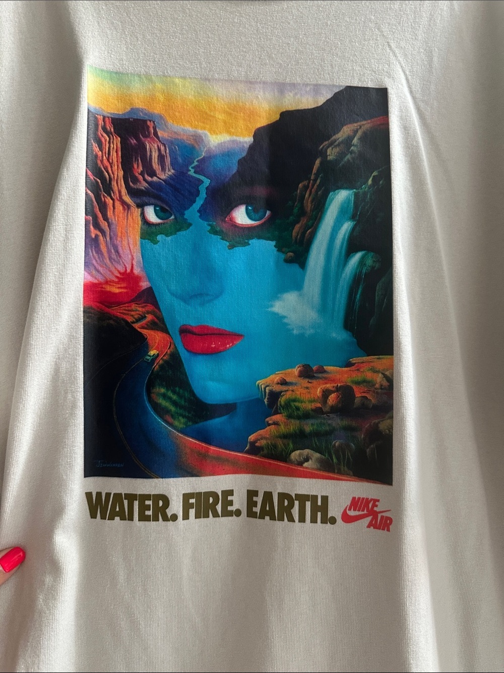 Nike Max90 Water Fire Earth Graphic T-Shirt Men’s L Boxy Loose Fit Streetwear - Picture 3 of 7